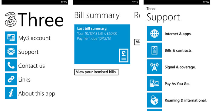 My3 App Windows Phone