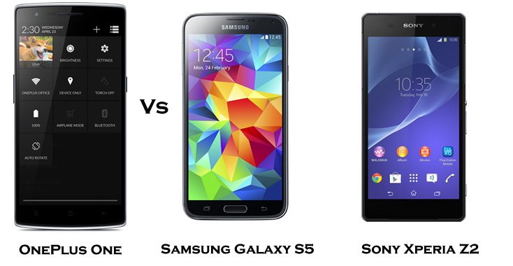 OnePlusOne vs Samsung Galaxy S5 vs Sony Xperia Z2
