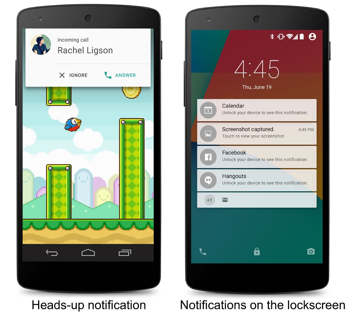 Android L - Lockscreen and Heads-Up Notifications