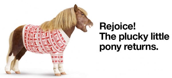 Socks the Three Pony Returns, and he's got into the spirit of Christmas