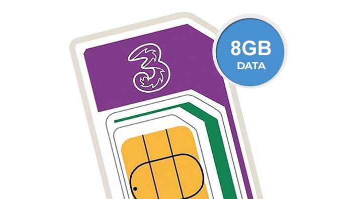 8GB Three SIM plan just £7 a month